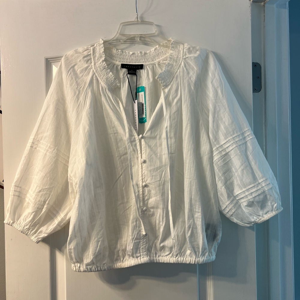 NWT Sanctuary white puffed sleeve pleasant top size L - Picture 2 of 9